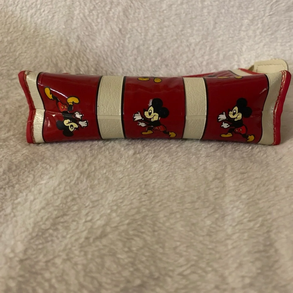 Vintage Mickey Mouse Vinyl Bag 1968 Red with Cream - Walt Disney Productions - Picture 4 of 7